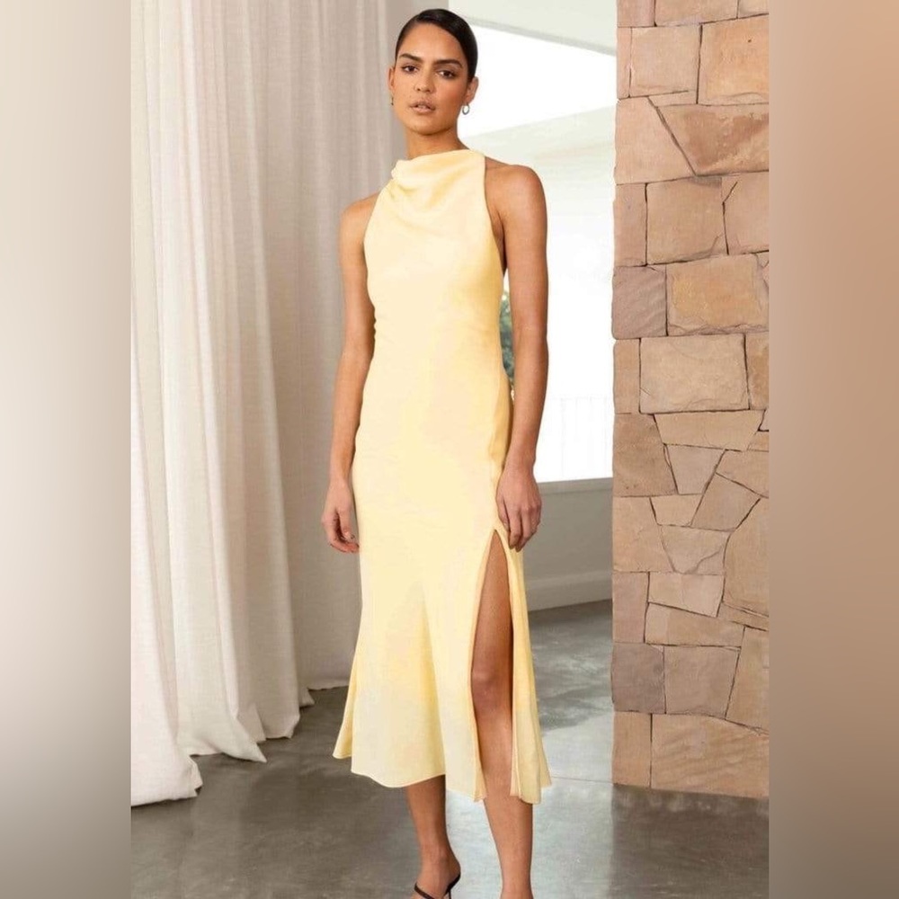 Misha Dawn Italian Straw Yellow Dress US 2